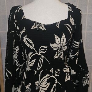 Angie Black and White Floral Top